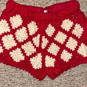 Zara Pink and Cream Crochet Shorts